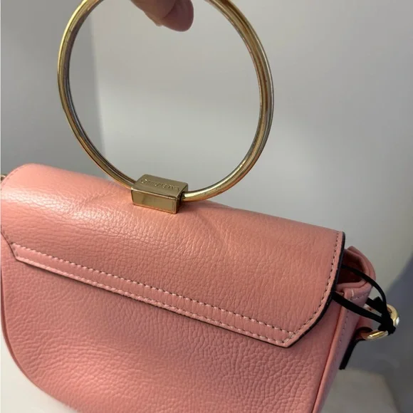 Valentino by Mario Valentino Blush Leather Wristlet with Gold Ring - Picture 3 of 4